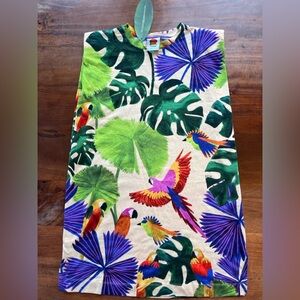 NWT Farm Rio Women’s Multercolor Sand Macaw Jungle  Cotton T-Shirt Dress Size M